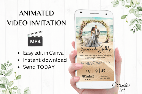 Beach Wedding Brunch Invite W9805