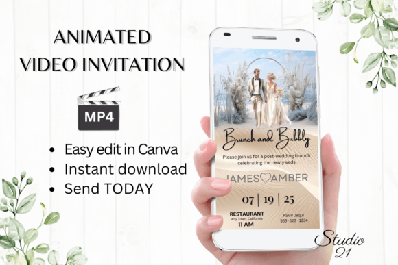 Beach Wedding Brunch Invite W9806