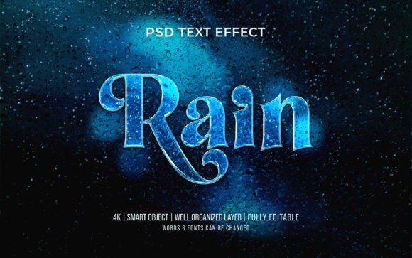 Creative Rain Editable 3d Text Effect