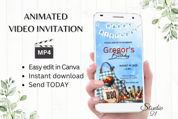 Electronic BBQ Birthday Party Invite