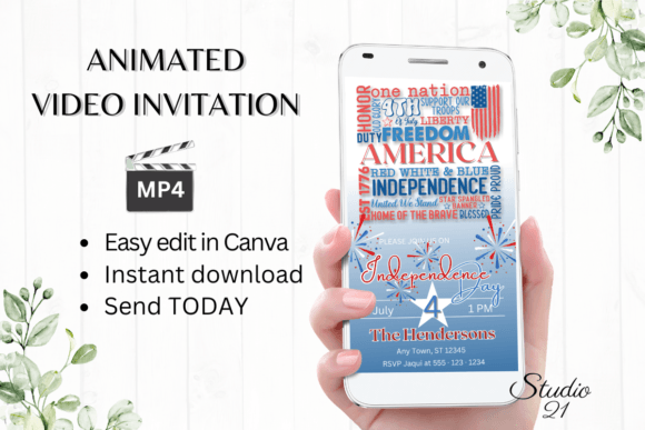 Independence Day Party 4th of July Digital Invitations