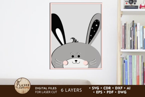 Kids Rabbit Wall Panno Decor Template