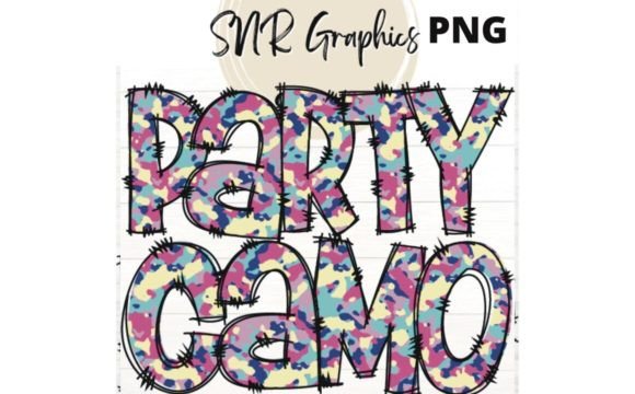 Party Camo Doodle Letters: Creative Alphabet Clipart