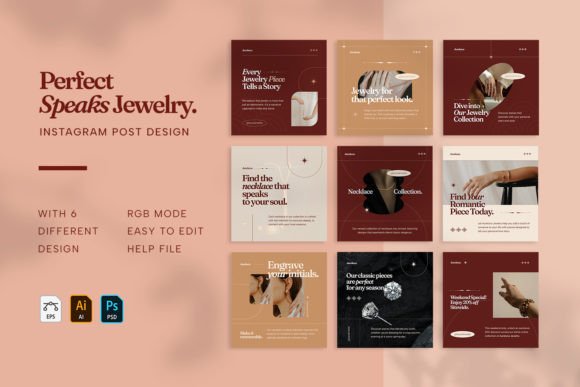 Perfect Speaks Jewelry - Instagram Post: Elevating Brand Aesthetics with Customizable Templates