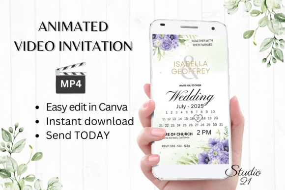 Purple Wedding Invitation W8510B: A Modern Solution for Digital Celebrations