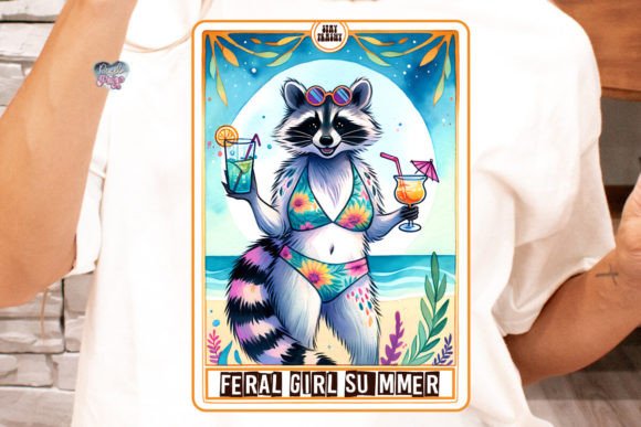 Raccoon Tarot Card PNG Feral Girl Summer: A Digital Asset for Modern Creators