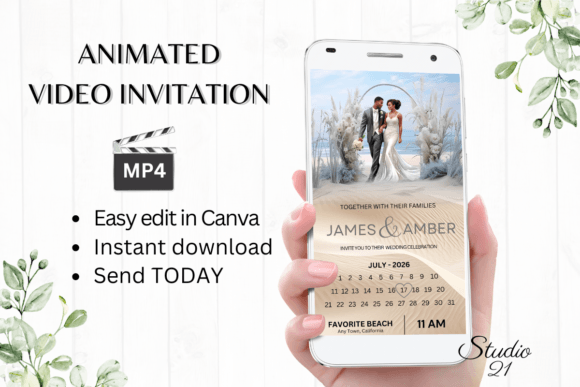 Reimagining the Coastal Celebration with Beach Wedding Invitation W8807B